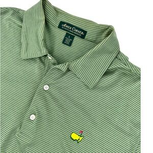Amen Corner Masters Golf Polo Shirt Large Men Green Stripe Pima Cotton